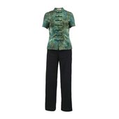 筠雅夏季 复古温婉减龄气质两件套女24J239 显瘦中国风套装 新款 修身