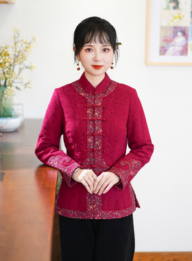 筠雅唐装女冬棉袄加厚保暖旗袍棉衣棉服改良女秋冬中式女装24J365