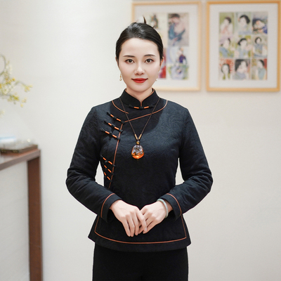 筠雅冬季新款唐装加厚旗袍小棉袄中国风年轻款夹棉保暖棉衣24J438