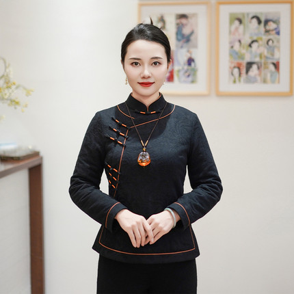 筠雅冬季新款唐装加厚旗袍小棉袄中国风年轻款夹棉保暖棉衣24J438