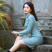 筠雅旗袍冬款 冬装 加厚夹棉过年旗袍小袄中长款 复古洋气中国风女装