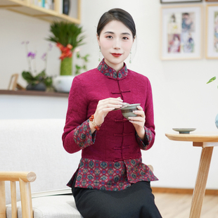 筠雅唐装女中国风改良冬装新款夹棉旗袍上衣保暖新中式外套23J734