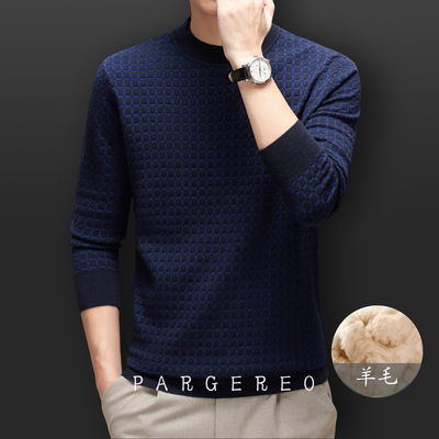 {含羊毛}针织毛衣男加厚秋冬打底