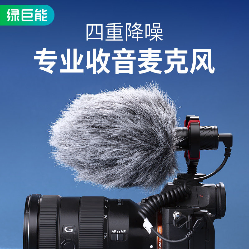 绿巨能M1专业麦克风录音电脑收音麦手机相机直播单反乐器吉他微单vlog配音设备指向性收音电容话筒降噪小蜜蜂