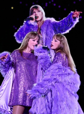 Taylor Swift皮草平替款定制 泰勒霉霉演唱会周边 紫色皮草大衣