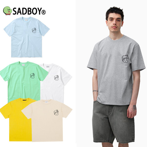 SADBOY经典悲伤男孩LOGO小众创意印花T恤男宽松正肩圆领短袖纯棉T