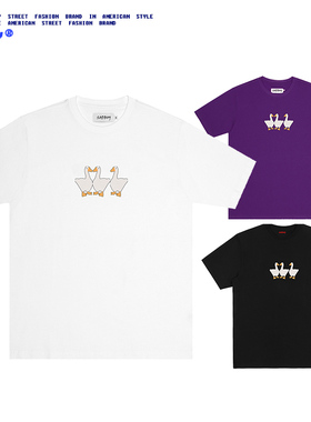 SadBoy2023新款3只大鹅印花可爱个性百搭纯棉短袖创意恶搞男女T恤