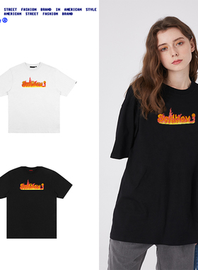 SadBoy2020秋季新款火焰印花 个性休闲潮外贸出口纯棉短袖男女T恤