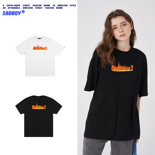 SADBOY火焰印花外贸出口T恤