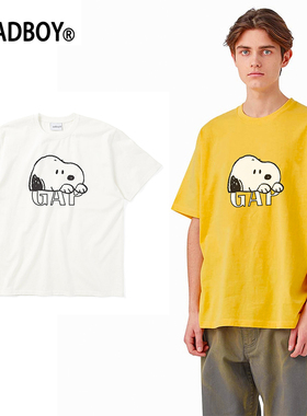 SADBOY联名史努比纯棉印花短袖男t恤潮牌潮流夏季圆领宽松情侣Tee