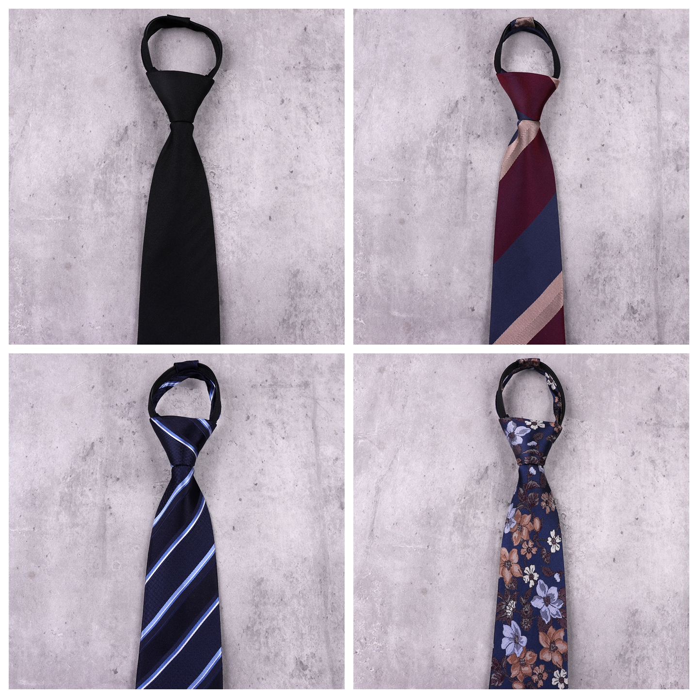 尖货桑蚕丝职场免打懒人拉链领带