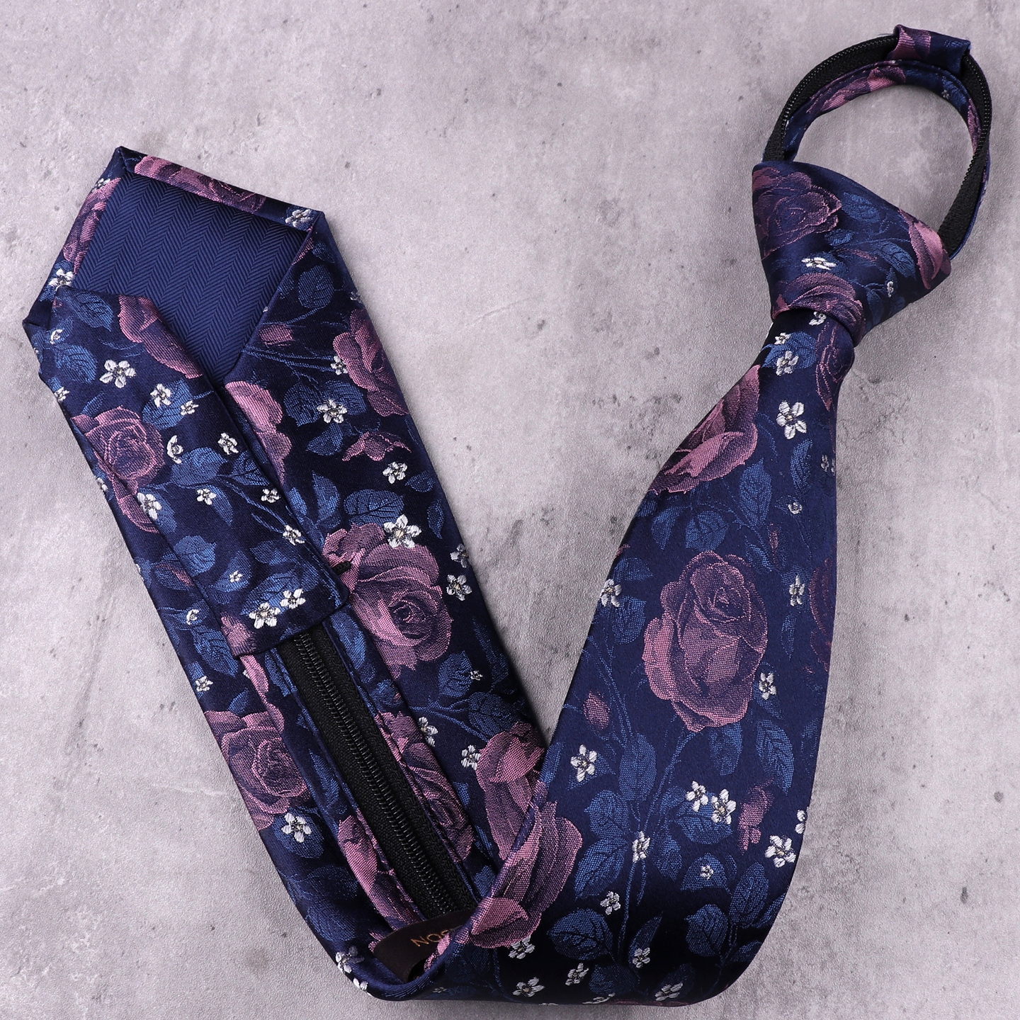 尖货真丝刺绣懒人免打结拉链领带