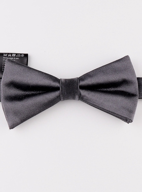 尖货出口欧美真丝领结男士商务正装晚宴婚礼主持毕业深灰色桑蚕丝