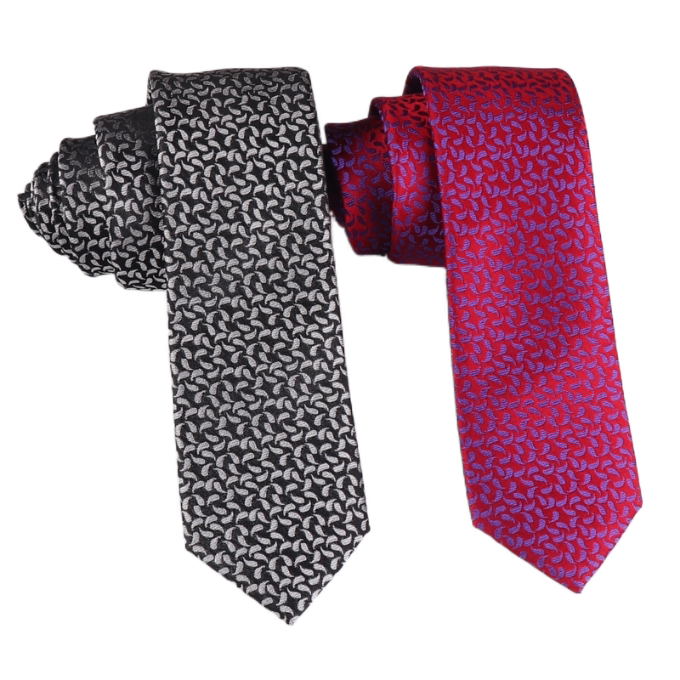 尖货英国真丝窄领带6CM男士休闲韩版英伦时髦学生时尚紫红小腰果