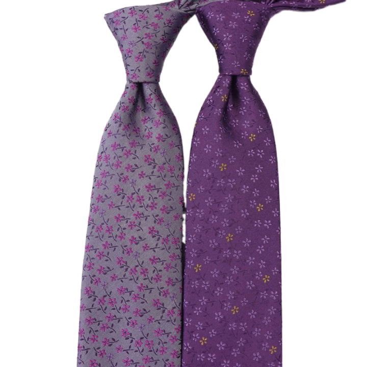 英国大牌真丝男士商务正装韩版7cm蚕丝领带刺绣深灰深紫小碎花2色