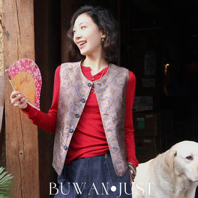 BUWANJUST【花间令 长相思】双面穿宝相花牛仔马甲+休闲裤B2343