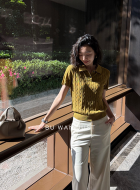 BUWANJUST【老钱俱乐部】高定Polo领正肩老钱极简针织短袖ZZ013
