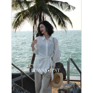 B2710 高品定制天丝麻爽感透气飘逸感系带衬衫 BUWANJUST 美人骨