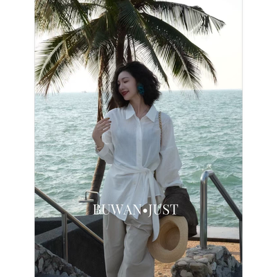BUWANJUST【美人骨】高品定制天丝麻爽感透气飘逸感系带衬衫B2710