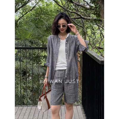 BUWANJUST【雅正】高品定制满分亚麻中袖气质质感衬衫 B1703