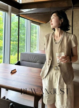 BUWANJUST【金线马甲】高品定制亚麻金线小收腰高级感背心 B1638