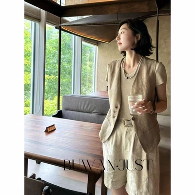 BUWANJUST【金线马甲】高品定制亚麻金线小收腰高级感背心 B1638