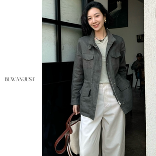 风可收腰外套B1305 满分亚麻细节满满工装 不晚BUWANJUST 旅行者