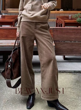 BUWANJUST高定颗粒绒秋冬细坑条灯芯绒舒适高包容度休闲裤 B2328