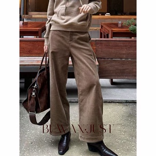 BUWANJUST高定颗粒绒秋冬细坑条灯芯绒舒适高包容度休闲裤 B2328