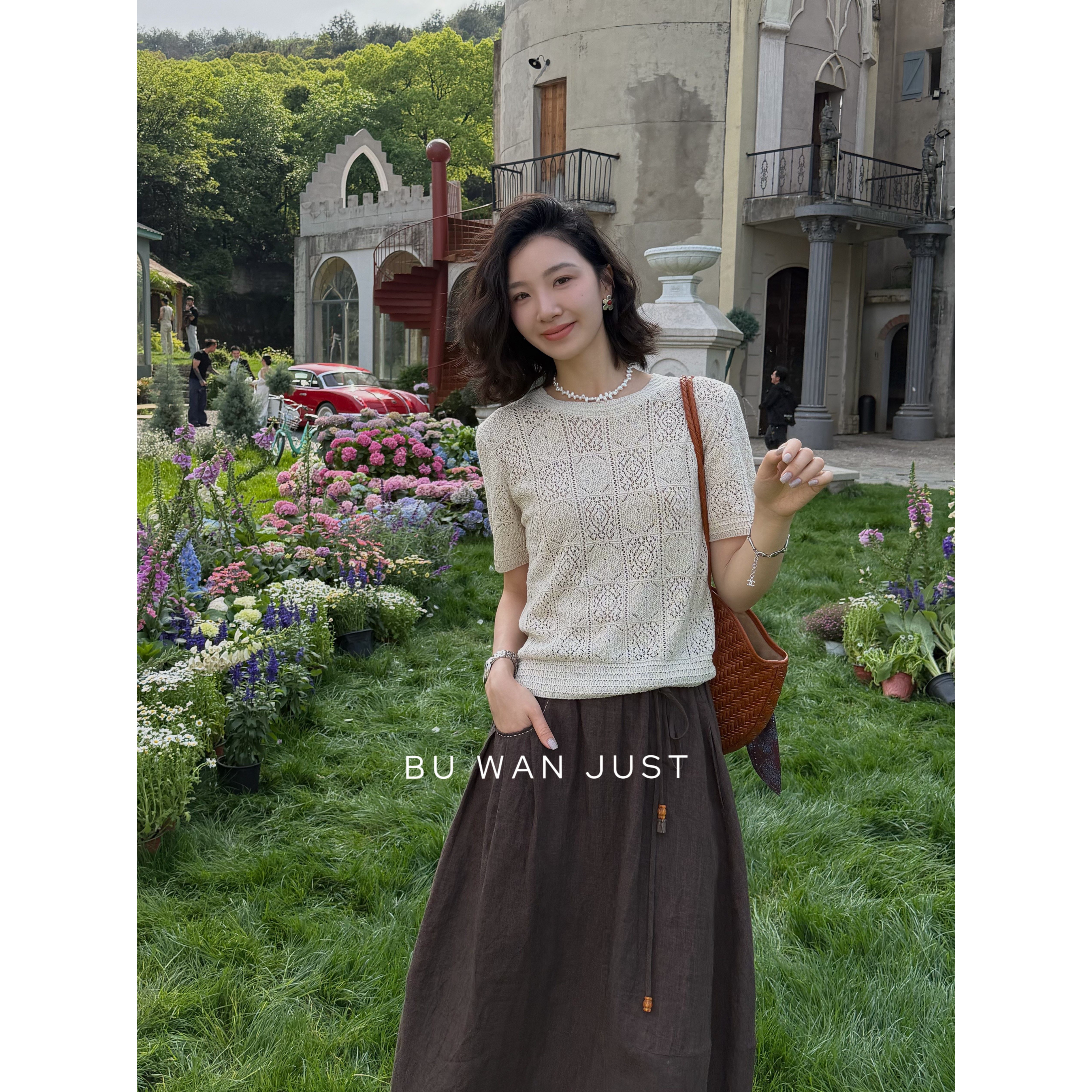 BUWANJUST【小麻花】高定老钱休闲钩花宽松舒适透气短袖T恤ZZ006