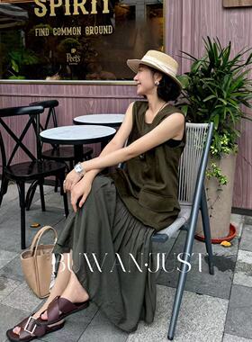 BUWANJUST 高品定制无袖亚麻飘逸感连衣裙 B1910