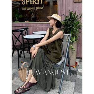 BUWANJUST 高品定制无袖亚麻飘逸感连衣裙 B1910