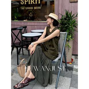 BUWANJUST 高品定制无袖亚麻飘逸感连衣裙 B1910