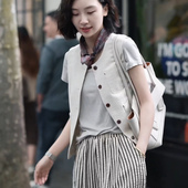 高品定制麻料原胚色马甲 不晚BUWANJUST 沉淀 B302