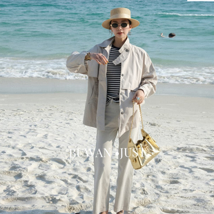 BUWANJUST高定早春新面料肌理高质感宽松休闲长款风衣B2576