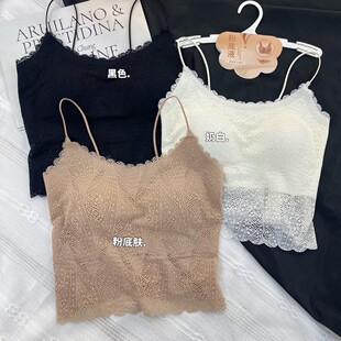 美月馨1134无痕全蕾丝吊带轻薄透气固定杯上衣性感镂空美背背心女