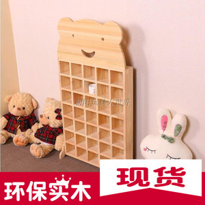 幼儿园毛巾架实木口杯架儿童木质茶杯架茶水柜木制水杯架带门挂壁