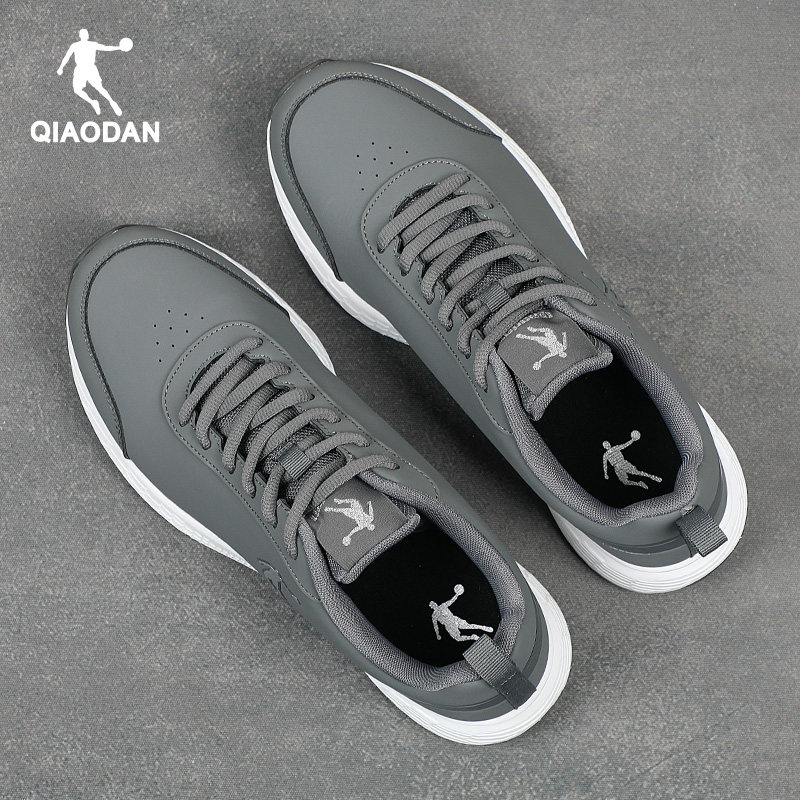 乔丹男鞋透气耐磨跑步鞋男系带休闲鞋子网面缓震健步鞋黑色运动鞋