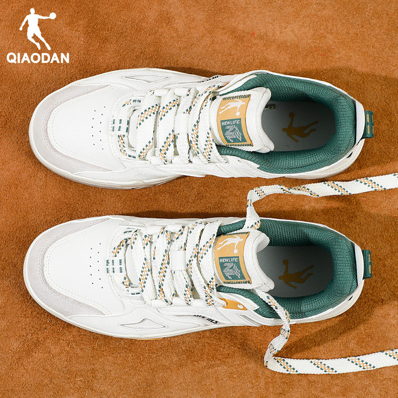 乔丹男鞋启承板鞋轻便厚底小白鞋透气学生圆头系带皮革拼接休闲鞋,运动鞋new,板鞋,淘宝优惠券,粉丝福利购,淘宝优惠卷
