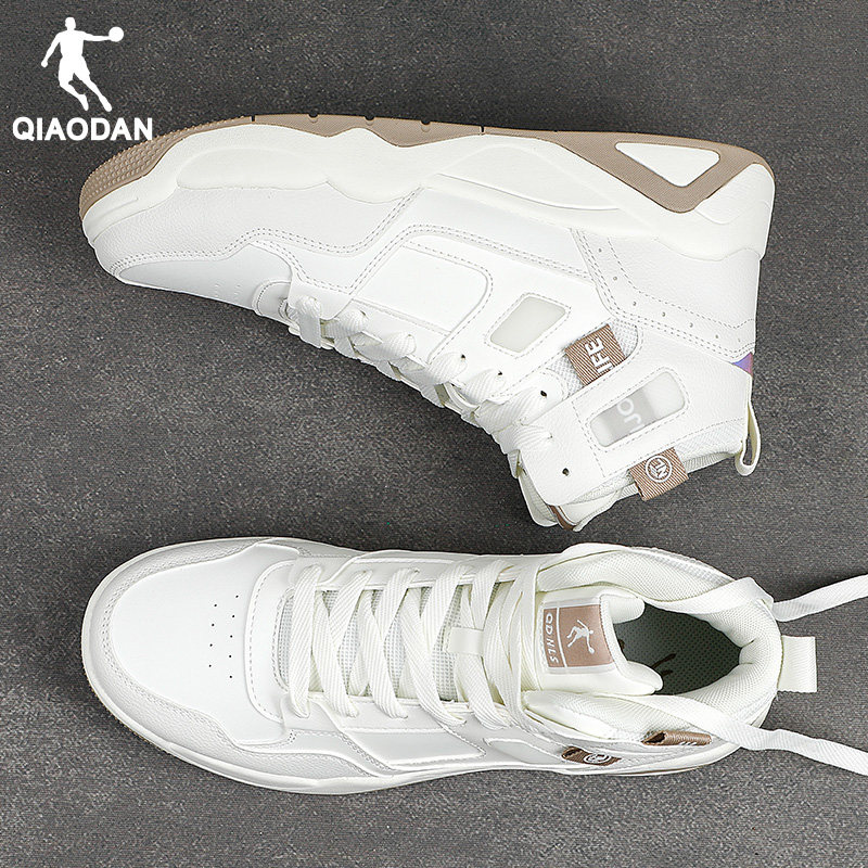 乔丹男鞋轻便系带休闲鞋厚底防滑小白鞋皮革拼接高帮板鞋运动鞋男,运动鞋new,板鞋,淘宝优惠券,粉丝福利购,淘宝优惠卷