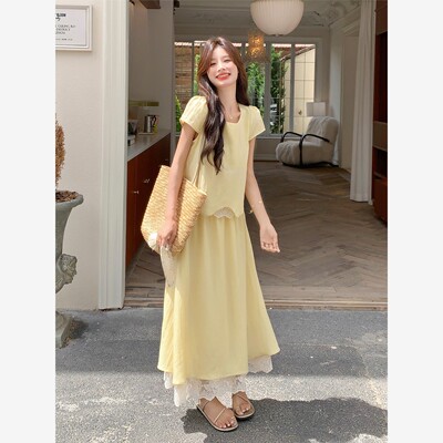 浅黄色夏日绝美漂亮套装