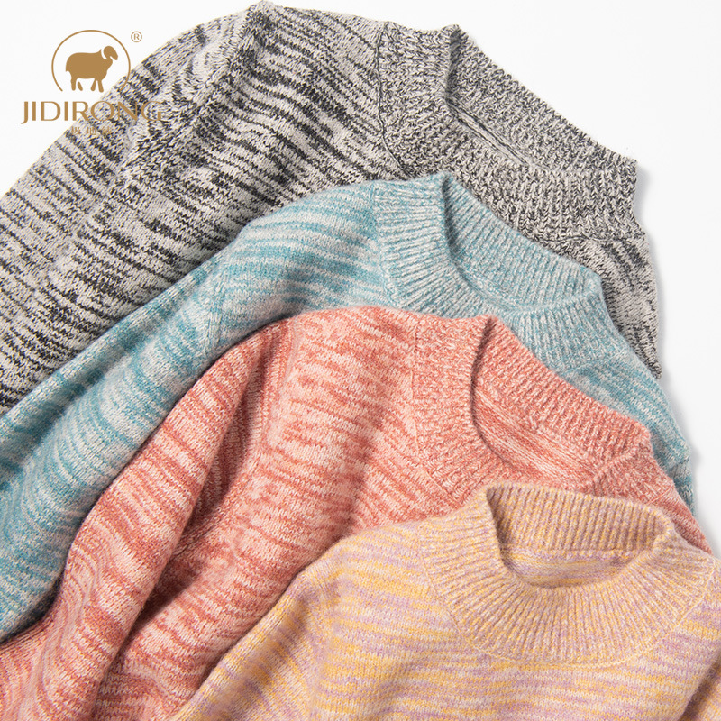 秋冬新款儿童毛衣女童圆领套头花色羊毛衫中大童针织毛线打底衫