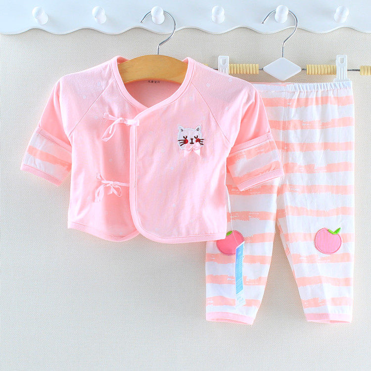 凡爱宝贝新生婴儿纯棉绑带毛衫套初生宝宝和尚服内衣套装薄可开裆