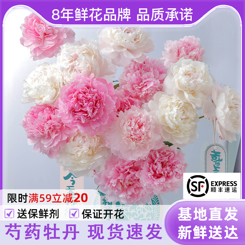 花点时间山东重瓣芍药油画牡丹鲜切花落日珊瑚花束鲜花母亲节怎么样,好用不?