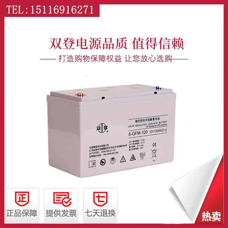 双登蓄电池6-GFM-100/12V100AH/120AH/65安直流屏UPS电源通讯电瓶