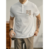 植物花卉贴布Polo衫 男夏季 新中式 LUUD 简约T恤潮牌百搭翻领保罗衫