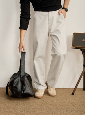 LUUD 奢华绅士直筒男士半松紧腰休闲裤莱赛尔天丝棉混纺垂感长裤