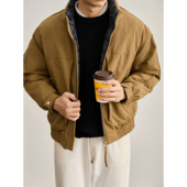 纽扣调节袖 LUUD 立领格纹内衬保暖鸭绒羽绒服男士 口复古休闲外套