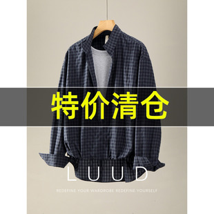 衬衫 特价 长袖 层次感下摆半开式 棉质潮牌格纹假两件衬衣男士