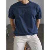 高级感短袖 LUUD 潮男都市通勤男士 T恤纯色精梳棉凉感夏天舒适上衣